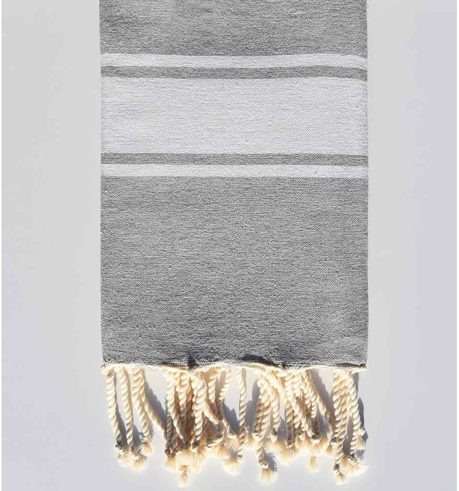 Telo mare in cotone riciclato grigio Fouta Tunisia - 1