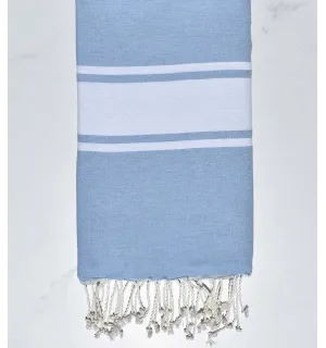 Telo mare in Cotone Riciclato blu chiaro Fouta Tunisia - 1