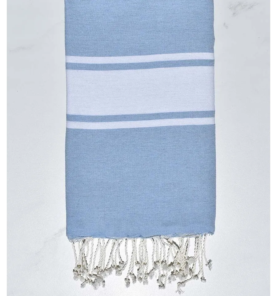 Telo mare in Cotone Riciclato blu chiaro Fouta Tunisia - 1