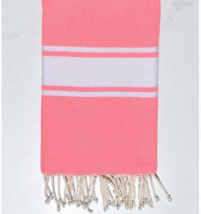 Telo mare in cotone riciclato rosa fluo Fouta Tunisia - 1