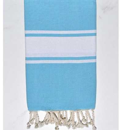 Telo mare in cotone riciclato blu azzurro Fouta Tunisia - 1