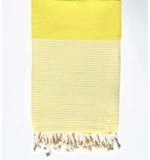 Fouta nido d'ape Giallo scuolabus righe bianche  - 1