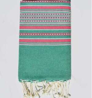 telo mare arabesca verde con strisce Fouta Tunisia - 1