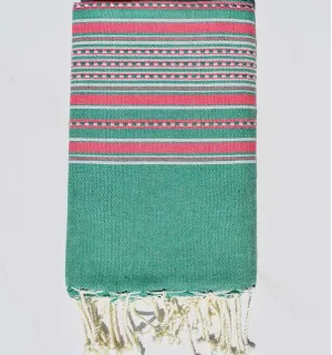 telo mare arabesca verde con strisce Fouta Tunisia - 1