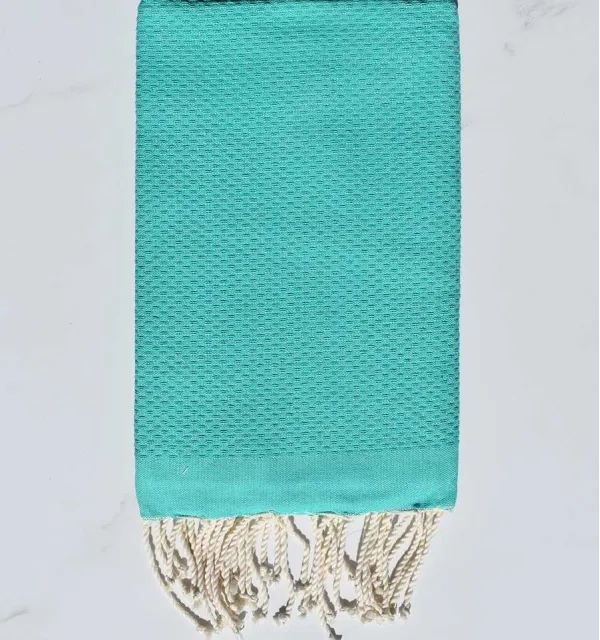 Fouta nid d'abeille unie vert émeraude Fouta Tunisia - 1