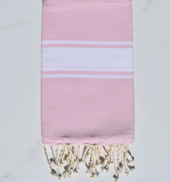 Fouta piatta rosa pastello medio Fouta Tunisia - 1