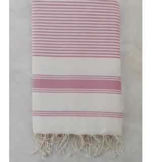 Grande fouta beige chiaro con strisce rosa 