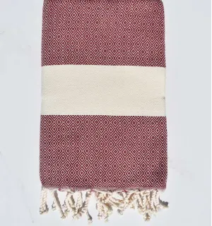 Telo mare Diamante rosso bordeaux Fouta Tunisia - 1