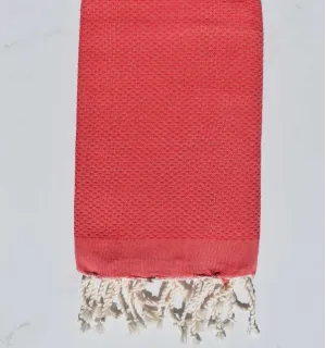 telo mare nido d'ape unita rosso Fouta Tunisia - 1