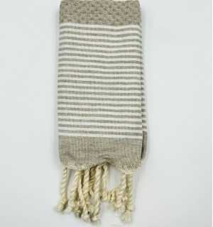 Tovagliolo beige con strisce Fouta Tunisia - 1