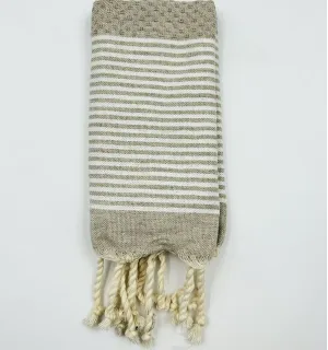 Tovagliolo beige con strisce Fouta Tunisia - 1