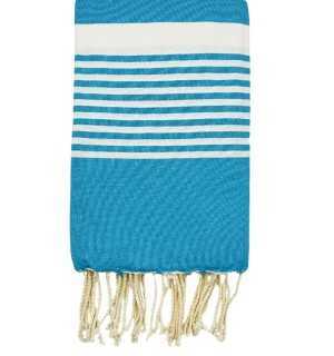 Fouta arthur en Coton Recyclé bleu azur Fouta Tunisia - 1