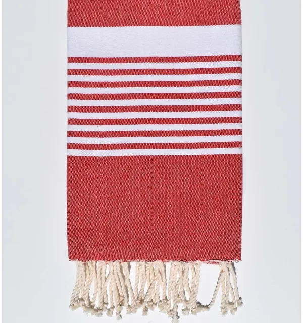 Fouta arthur en Coton Recyclé rouge Fouta Tunisia - 3