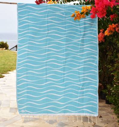 Telo mare Hawaii Blu Verde Fouta Tunisia - 1