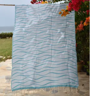 Telo mare Hawaii Blu Verde Fouta Tunisia - 1 2