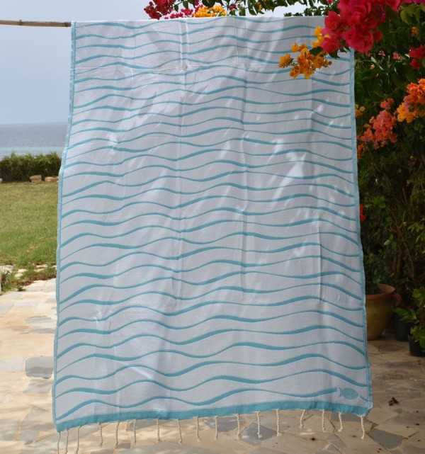 Telo mare Hawaii Blu Verde Fouta Tunisia - 2