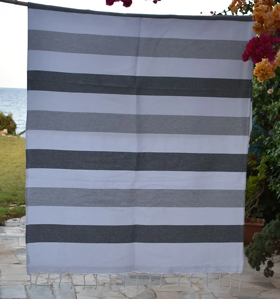 Telo mare spugna grigio e grigio chiaro Fouta Tunisia - 1