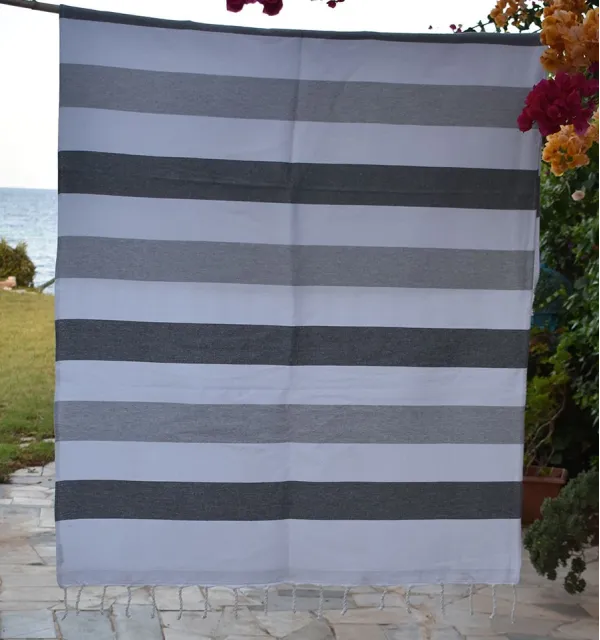 Telo mare spugna grigio e grigio chiaro Fouta Tunisia - 1