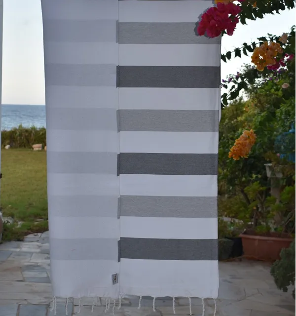 Telo mare spugna grigio e grigio chiaro Fouta Tunisia - 2