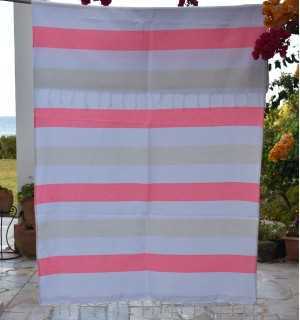 Telo mare spugna rosa chiaro e ecru Fouta Tunisia - 1