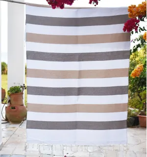 Telo mare spugna talpa e beige Fouta Tunisia - 1