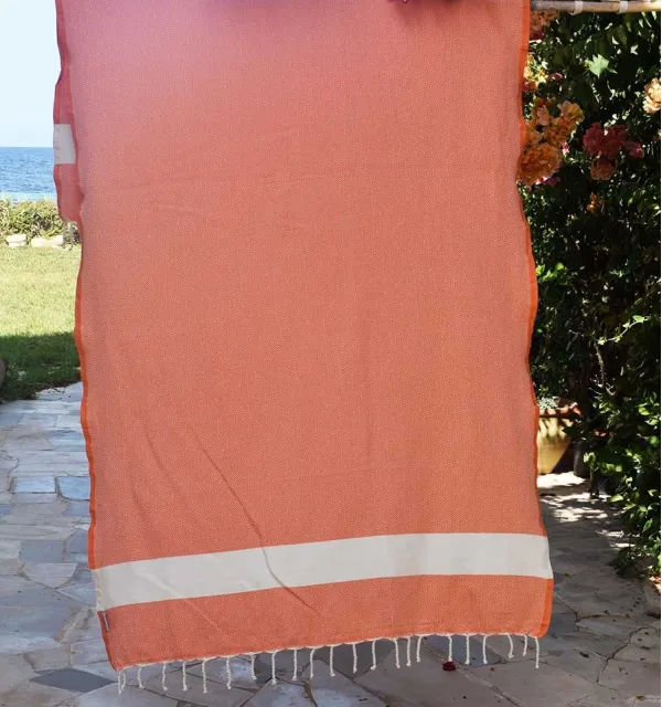 Telo mare Diamante arancio corallo Fouta Tunisia - 1