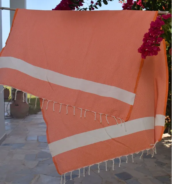 Telo mare Diamante arancio corallo Fouta Tunisia - 2