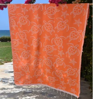 Telo Mare Seychelles Arancione Fluo Fouta Tunisia - 1