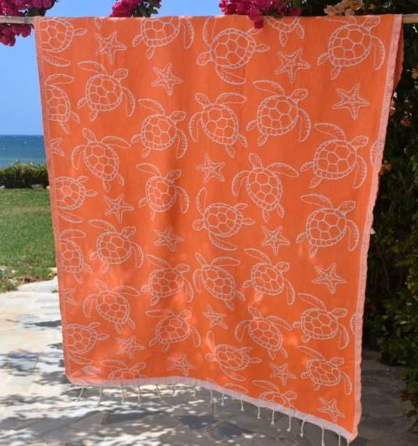 Telo Mare Seychelles Arancione Fluo Fouta Tunisia - 1