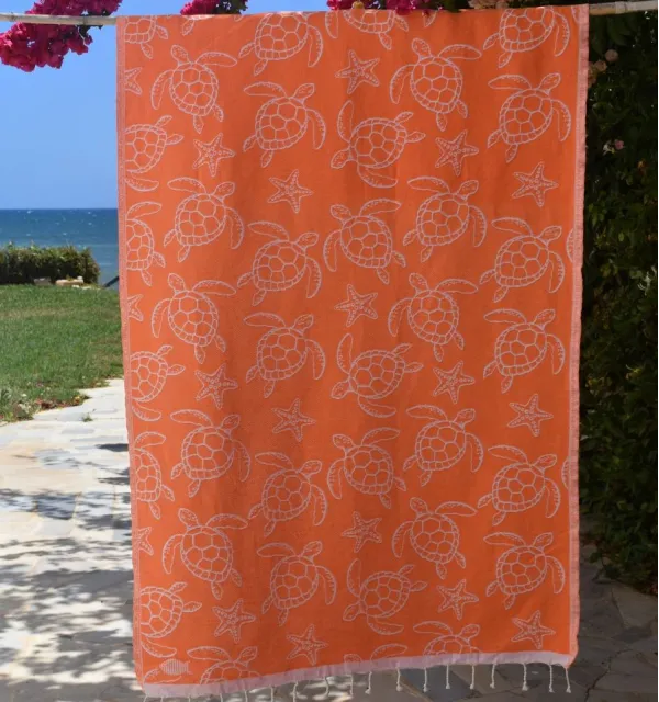 Telo Mare Seychelles Arancione Fluo Fouta Tunisia - 3