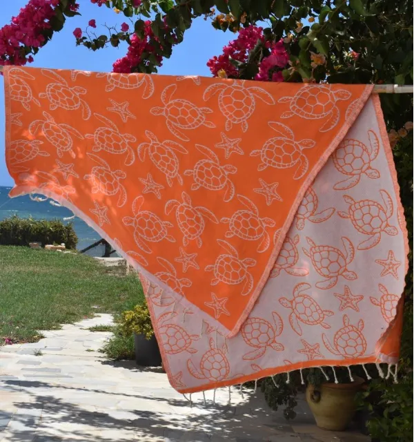 Telo Mare Seychelles Arancione Fluo Fouta Tunisia - 4