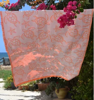 Telo Mare Seychelles Arancione Fluo Fouta Tunisia - 1 2