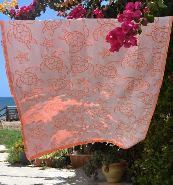 Telo Mare Seychelles Arancione Fluo Fouta Tunisia - 2