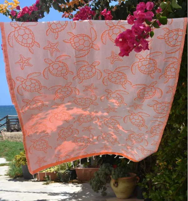 Telo Mare Seychelles Arancione Fluo Fouta Tunisia - 2