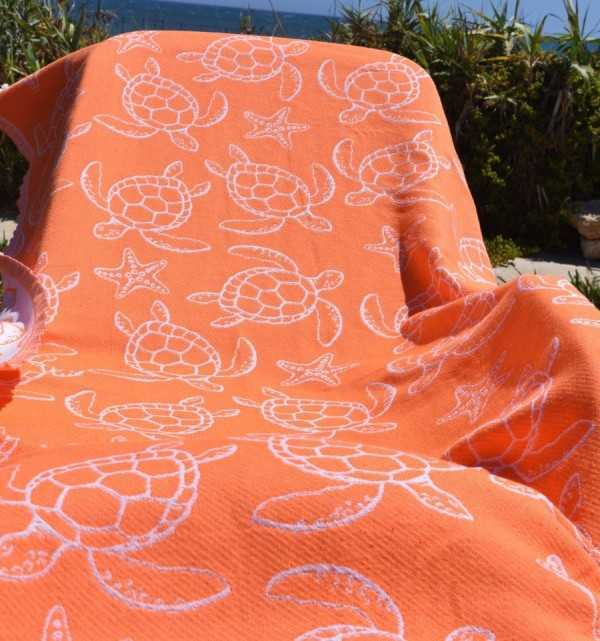 Telo Mare Seychelles Arancione Fluo Fouta Tunisia - 5