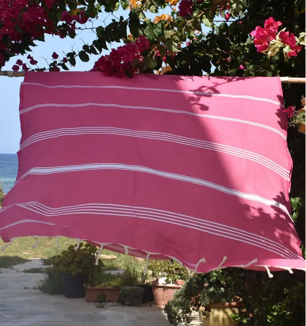 Telo mare Mykonos rosa fucsia Fouta Tunisia - 3