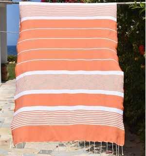 Fouta arthur en Coton Recyclé orange Fouta Tunisia - 1