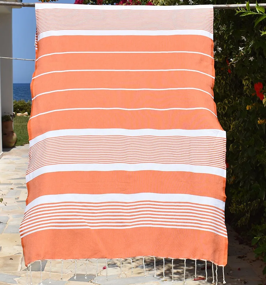 Fouta arthur en Coton Recyclé orange Fouta Tunisia - 1