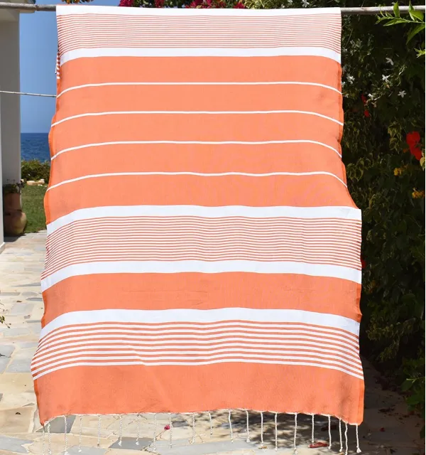 Fouta arthur en Coton Recyclé orange Fouta Tunisia - 1