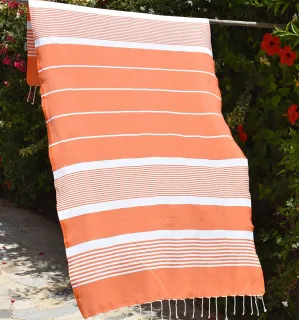 Fouta arthur en Coton Recyclé orange Fouta Tunisia - 1 2