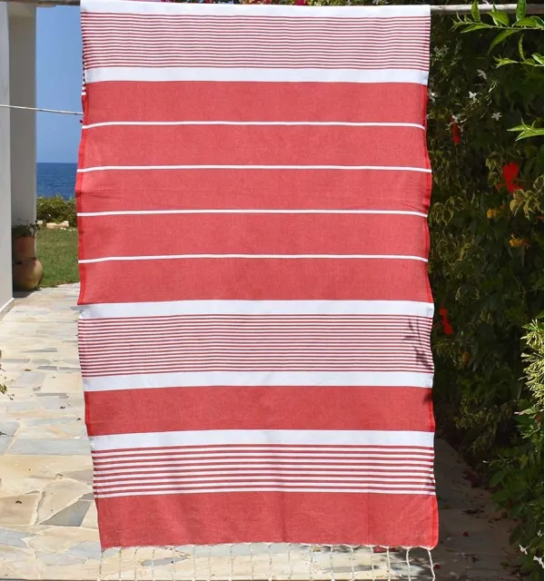 Fouta arthur en Coton Recyclé rouge Fouta Tunisia - 1