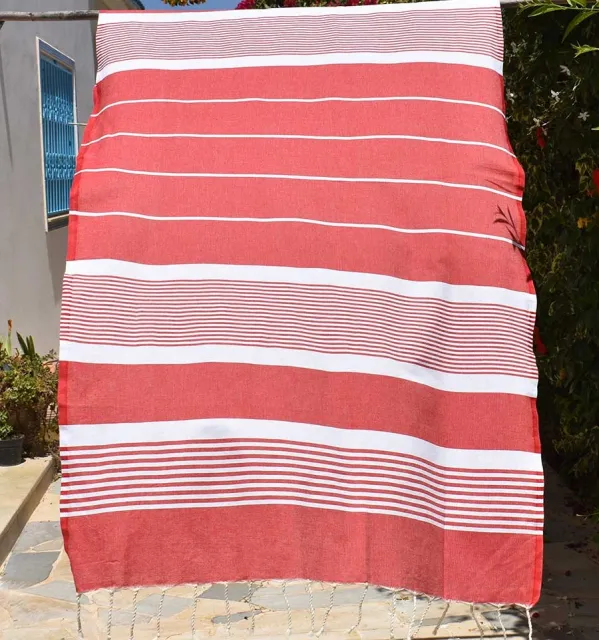 Fouta arthur en Coton Recyclé rouge Fouta Tunisia - 4