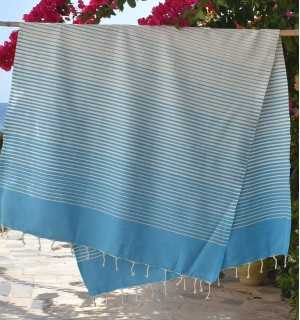 Telo Mare Portofino Blu azzurro Fouta Tunisia - 1 2