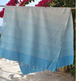 Telo Mare Portofino Blu azzurro Fouta Tunisia - 1 2