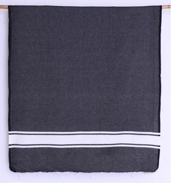 Telo mare in cotone riciclato nero Fouta Tunisia - 1