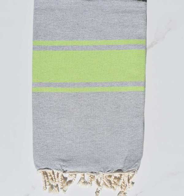 Telo mare grigio con strisce verde lime Fouta Tunisia - 3