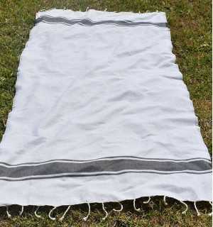 Telo mare bianco Strisce grigio scuro Fouta Tunisia - 1