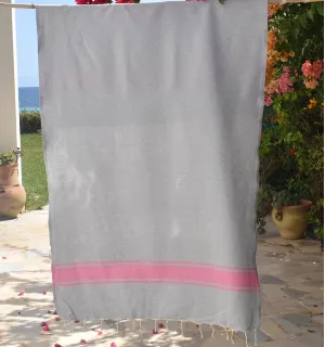 Telo mare Grigio con Strisce Rosa Fouta Tunisia - 3 2