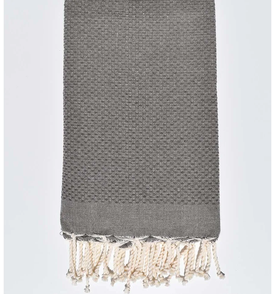 Fouta nid d'abeille unie taupe Fouta Tunisia - 1