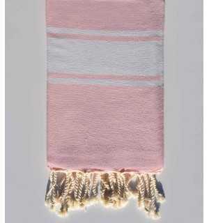 Fouta en Coton Recyclé rose bébé Fouta Tunisia - 1